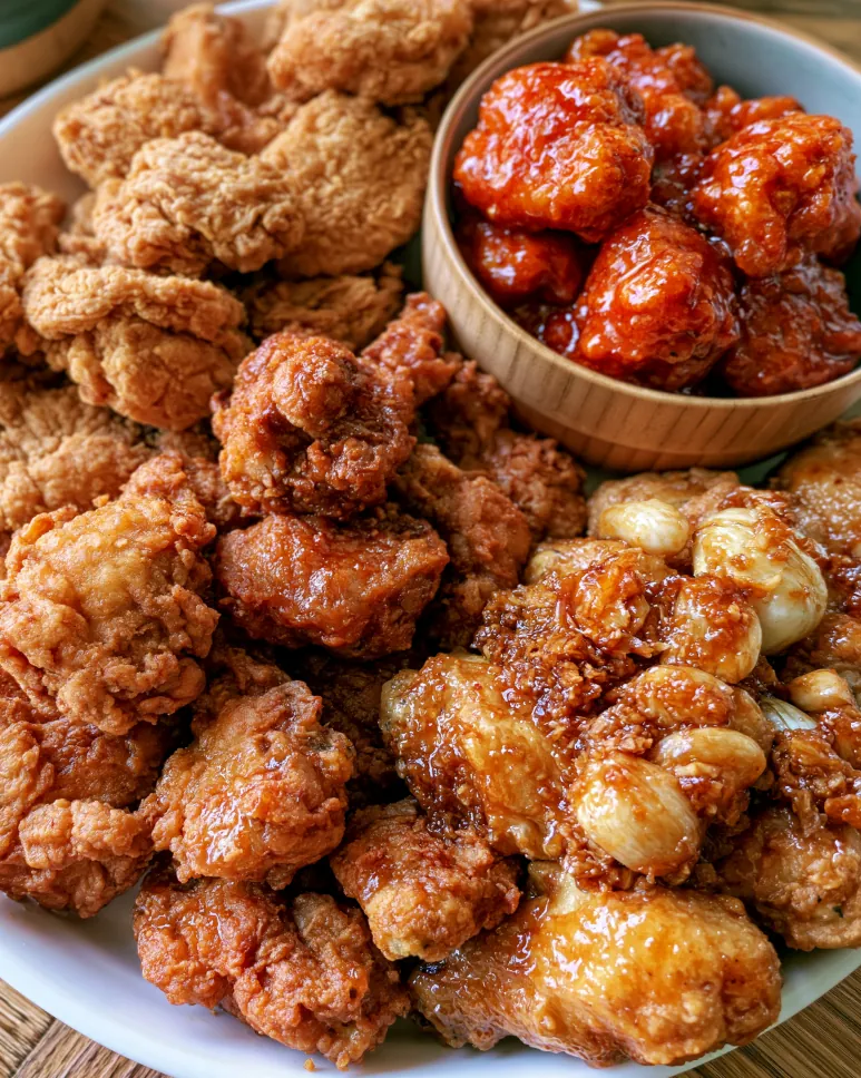 후라이드와 두 가지 소스 치킨의 맛 차이를 보여 주는 예시
